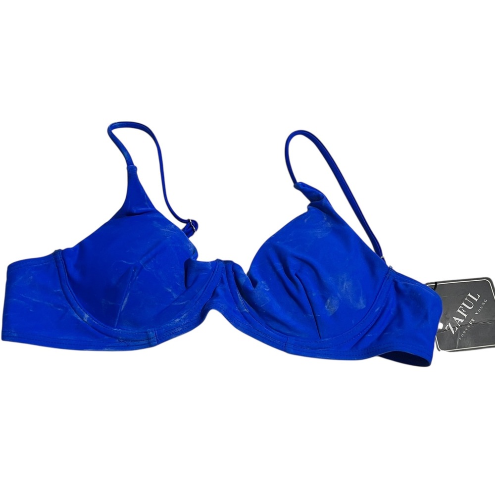 Zaful Cerulean Blue & White Underwire Bikini Top NWT Size Small Summer Vacation